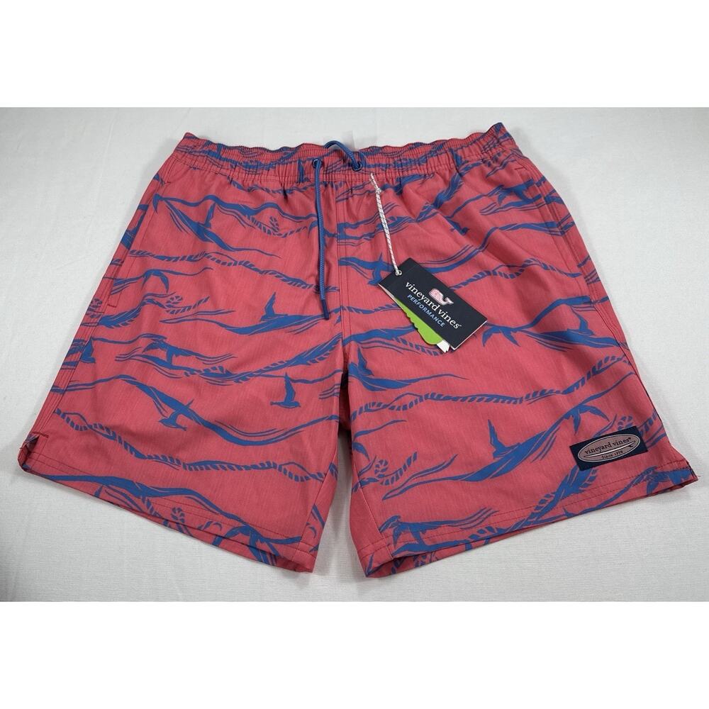 NEW VINEYARD VINES Performance Sea Grove Printed Marine Chappy Swim Trunks M - Picture 2 of 12